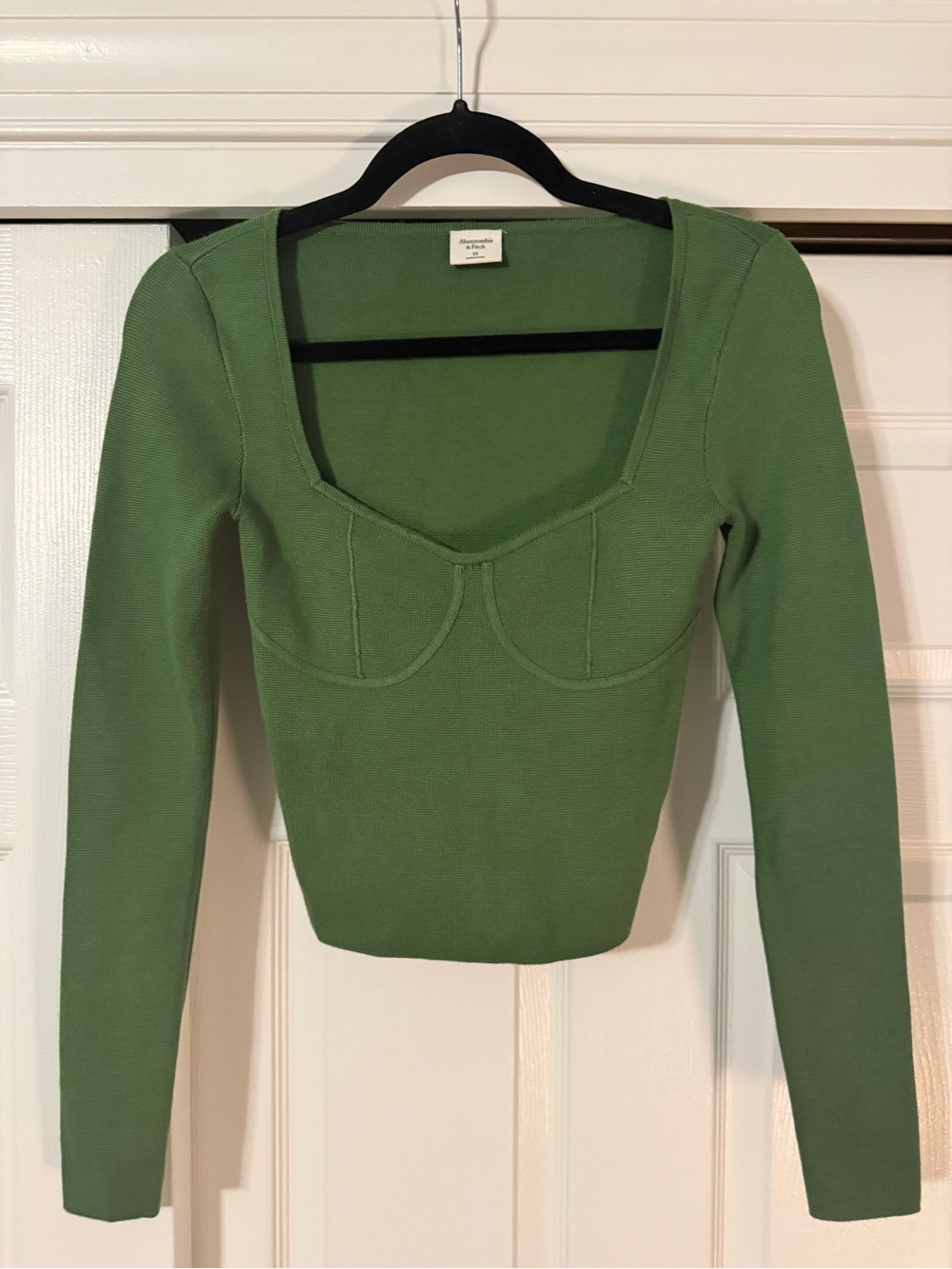 Abercrombie & Fitch Green Long-Sleeve Scoop-Neck Top